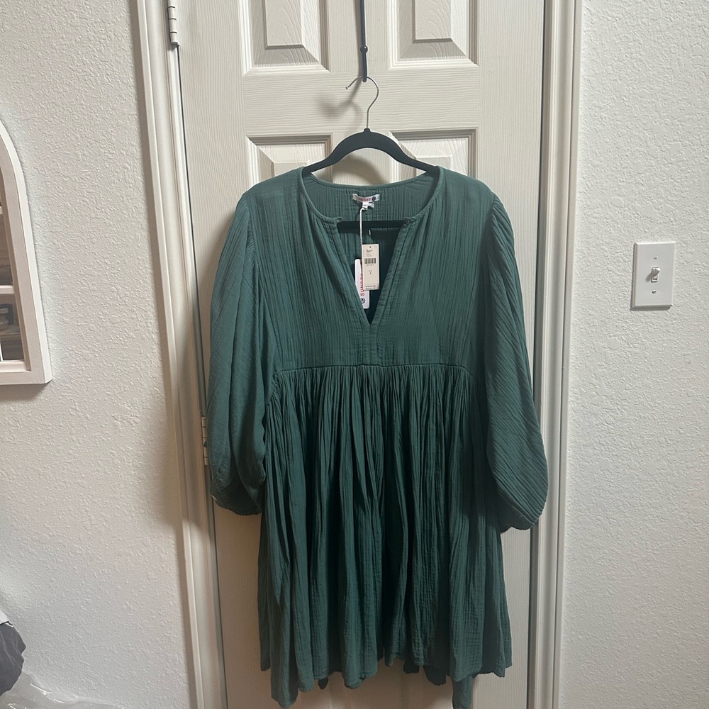 Sundry Teal V-Neck Dress